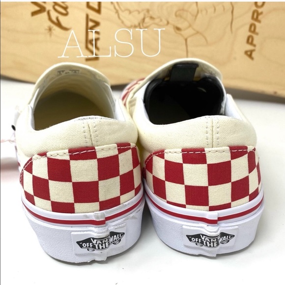 VANS Classic Slip On Primary Check Red Canvas WMNS - Picture 7 of 8